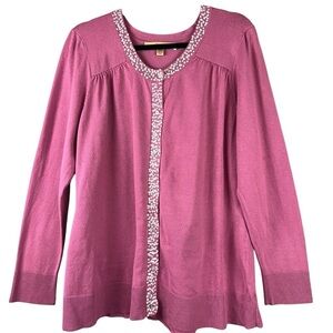 Motto Womens Sweater XL Pink Sequin Button Up Long Sleeve Cardigan Layering
